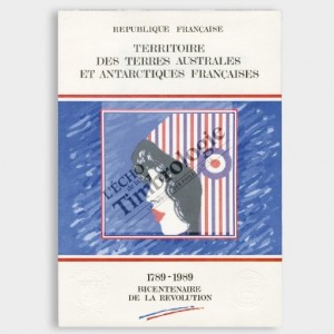 Bicentenaire de la révolution française. Document officiel avec le premier bloc des TAAF